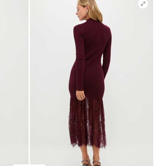 Hyacinth House Plum Knit & Lace Suzanne Midi Dress NWT - Picture 4 of 4